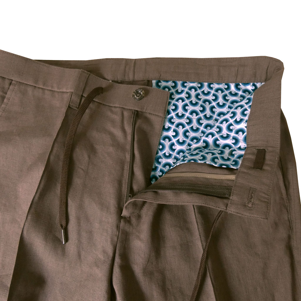 ジーステージ (G-STAGE) 春夏 麻 リネン パンツ メンズ SORONA ストレッチ ブラウン 3007  86cm