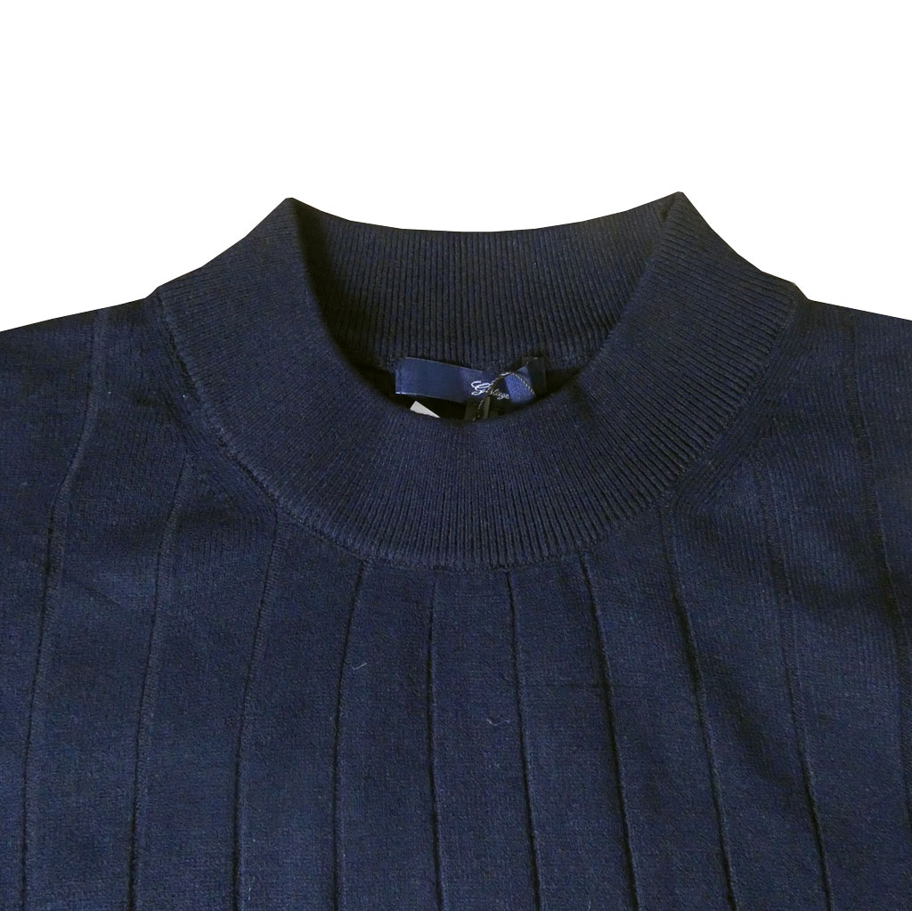 ジーステージ(G-stage) ヒート ワイドリブ編み モックネックセーター ネイビー 8010　M（46）　L（48）　XL（50）