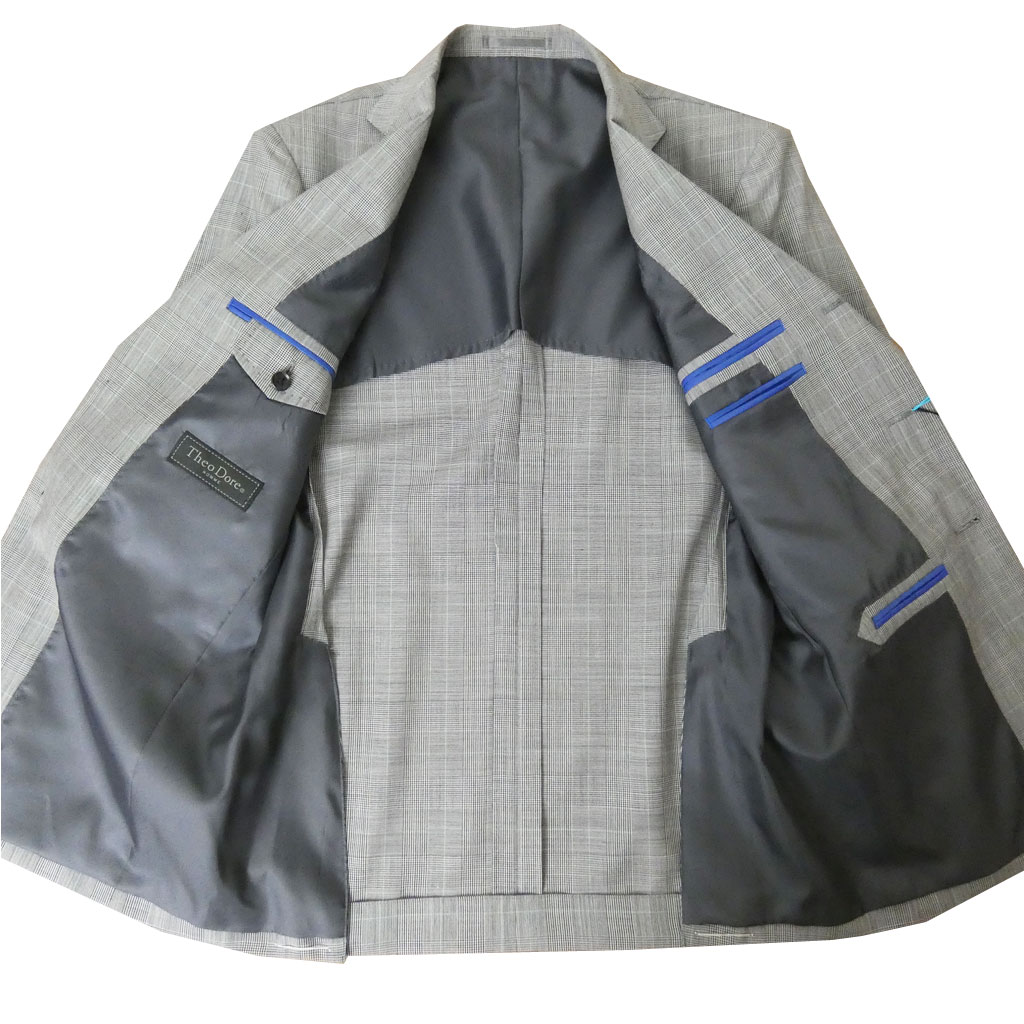 ジャケット メンズ 春夏秋 3つボタン セオドール(Theo Dore) 段返り三つボタン グレンチェック オーバーペン ライトグリーン 0815 A3 A4 A5 A6 AB5 AB6 AB8 BB4