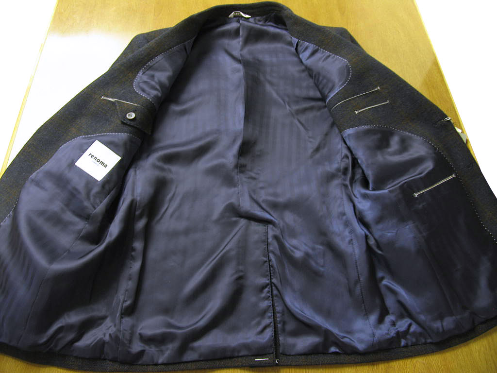 レノマ パリス(renoma PARIS) ジャケット メンズ 秋冬春 2つボタン ネイビー チェック 紺 1188 A4サイズ