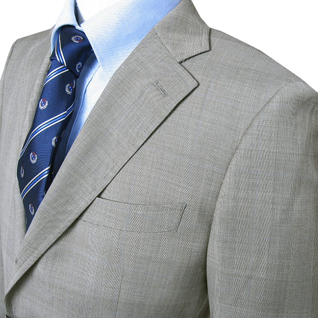 スーツ メンズ 春夏秋 シングルスーツ 3つボタン グラードコレクション(grado collection)  段返り三つボタン ビジネススーツ グレンチェック ブラウン系 S30 A6 AB4