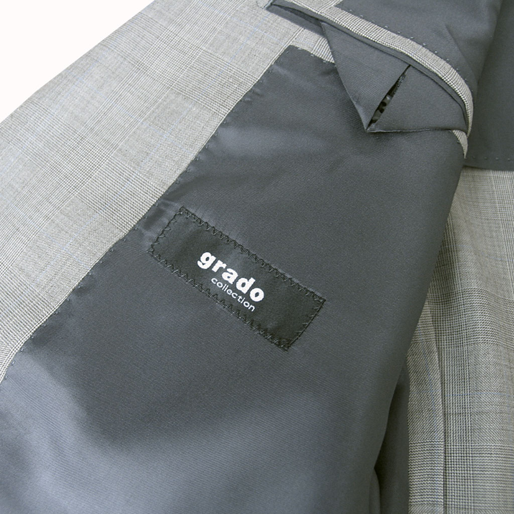 スーツ メンズ 春夏秋 シングルスーツ 3つボタン グラードコレクション(grado collection)  段返り三つボタン ビジネススーツ グレンチェック ブラウン系 S30 A6 AB4