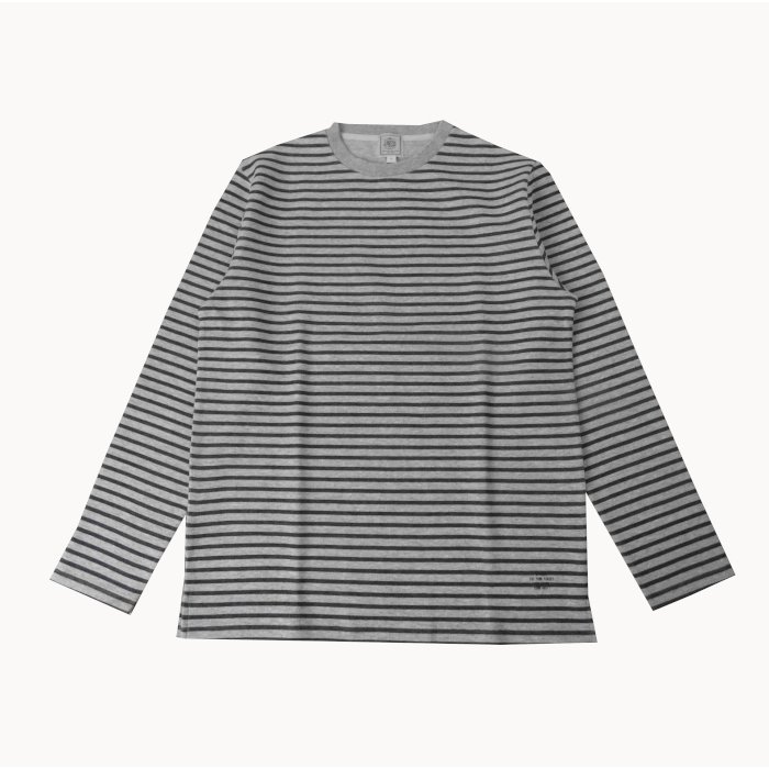J.PRESS(ジェイプレス) クルーネック ロングTシャツ 長袖 ボーダー グレー×紺　2703　L