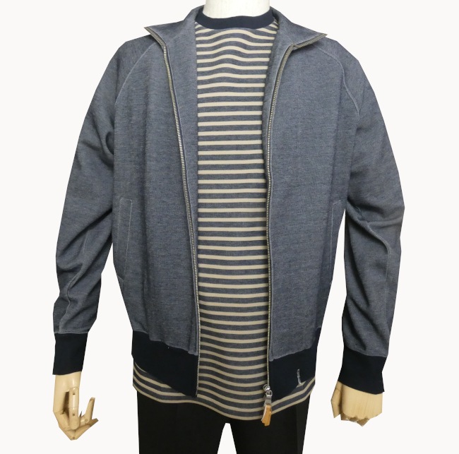 J.PRESS(ジェイプレス) クルーネック ロングTシャツ 長袖 ボーダー ブラウン×ネイビー　2775　XL