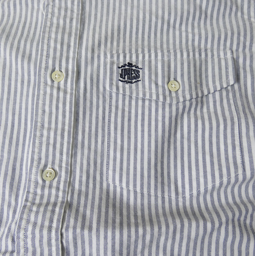 J.PRESS(ジェイプレス) ボタンダウンシャツ メンズ長袖ワイシャツ オックスフォード オーバル  ブルー系ストライプ 1175    M  L  XL