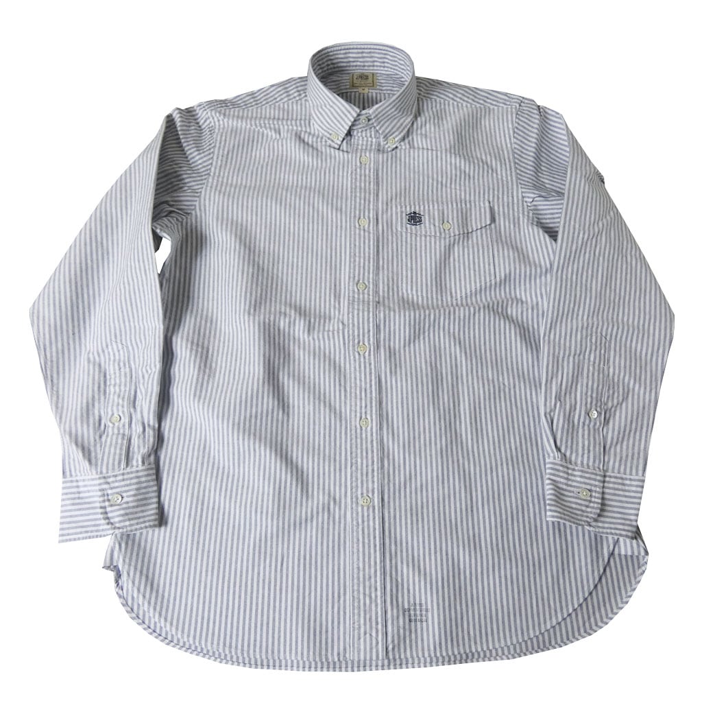 J.PRESS(ジェイプレス) ボタンダウンシャツ メンズ長袖ワイシャツ オックスフォード オーバル  ブルー系ストライプ 1175    M  L  XL