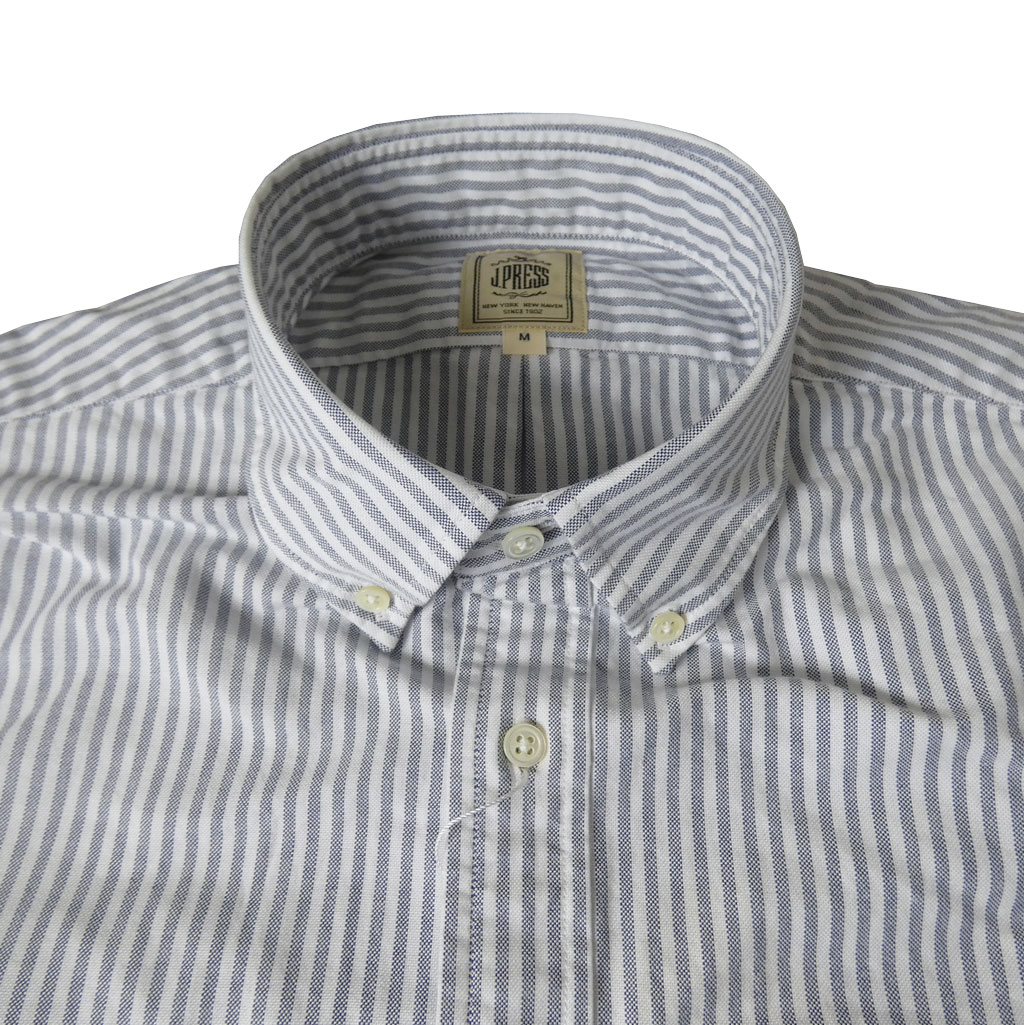 J.PRESS(ジェイプレス) ボタンダウンシャツ メンズ長袖ワイシャツ オックスフォード オーバル  ブルー系ストライプ 1175    M  L  XL