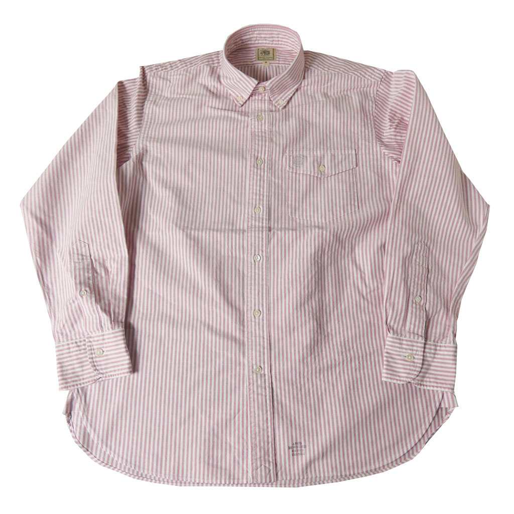 J.PRESS(ジェイプレス) ボタンダウンシャツ メンズ長袖ワイシャツ オックスフォード オーバル  ピンク系ストライプ 1110    M  L