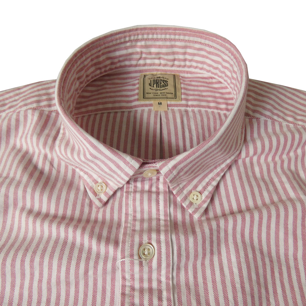 J.PRESS(ジェイプレス) ボタンダウンシャツ メンズ長袖ワイシャツ オックスフォード オーバル  ピンク系ストライプ 1110    M  L