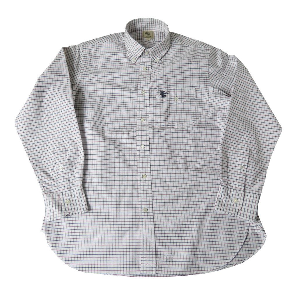 J.PRESS(ジェイプレス) ボタンダウンシャツ メンズ長袖ワイシャツ オックスフォード オーバル  タッターソールチェック 赤×紺 1310    M  L