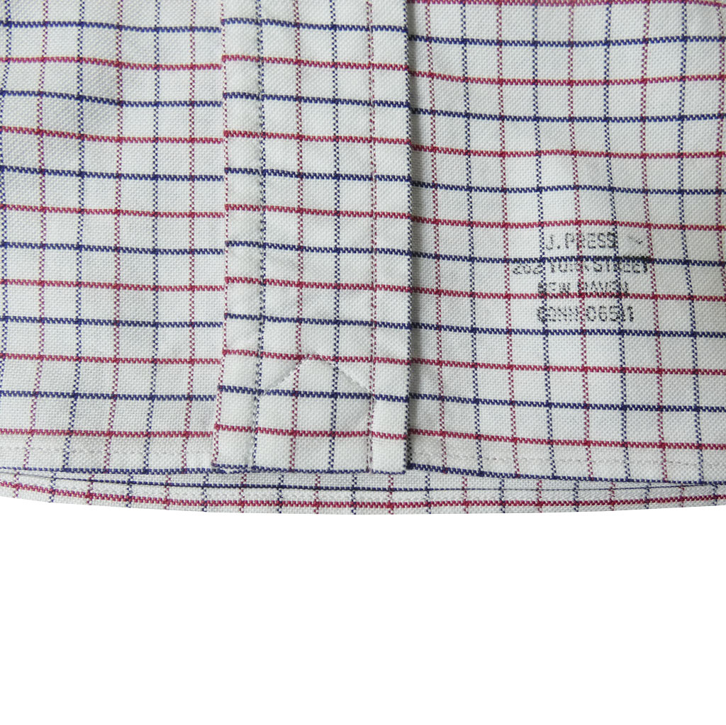 J.PRESS(ジェイプレス) ボタンダウンシャツ メンズ長袖ワイシャツ オックスフォード オーバル  タッターソールチェック 赤×紺 1310    M  L