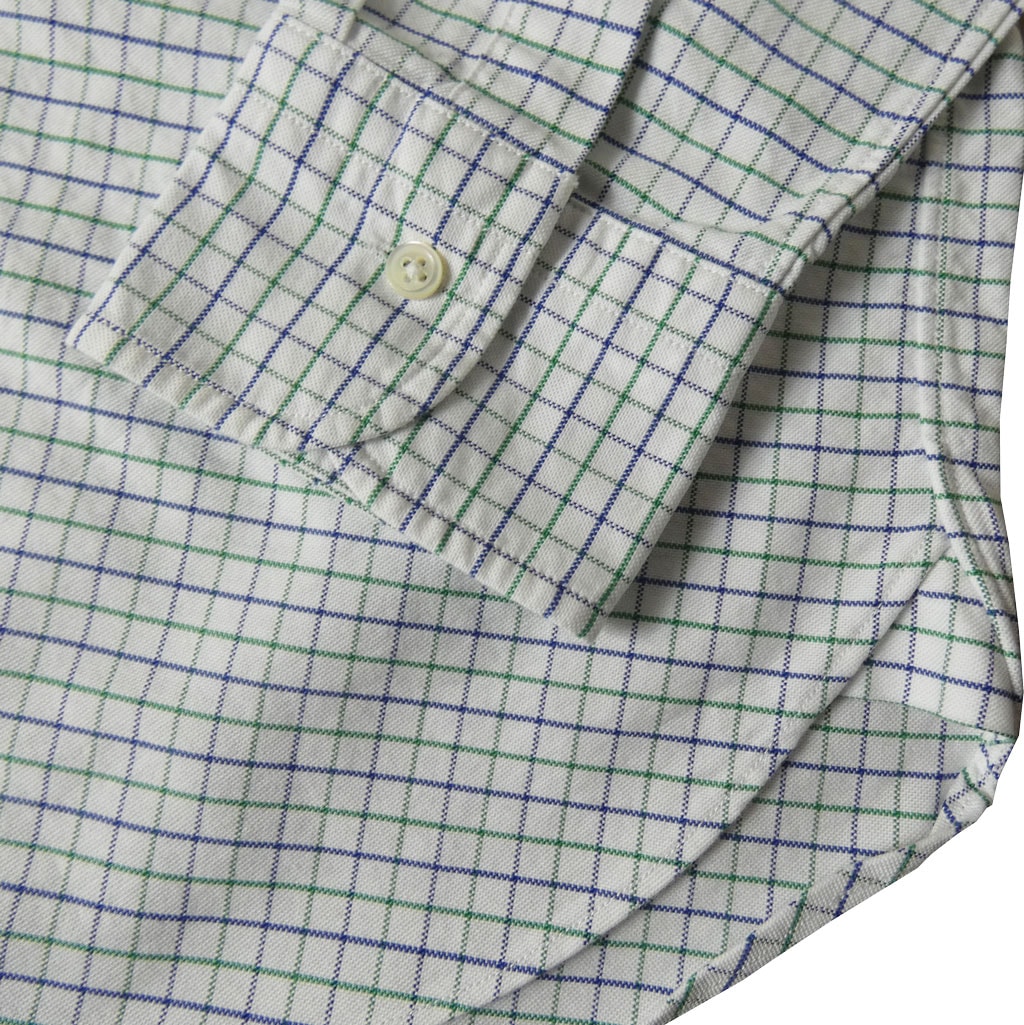 J.PRESS(ジェイプレス) ボタンダウンシャツ メンズ長袖ワイシャツ オックスフォード オーバル  タッターソールチェック 緑×紺 1360    M  L  XL