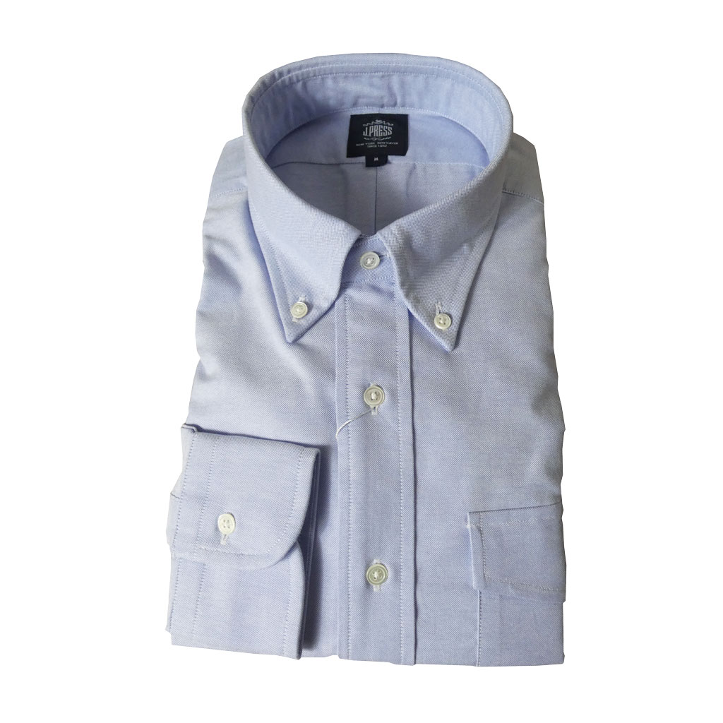 J.PRESS(ジェイプレス) ボタンダウンシャツ メンズ長袖ワイシャツ ブルーオックスフォード 　M（衿39-裄丈84）L（衿41-裄丈85）XL（衿43-裄丈86）