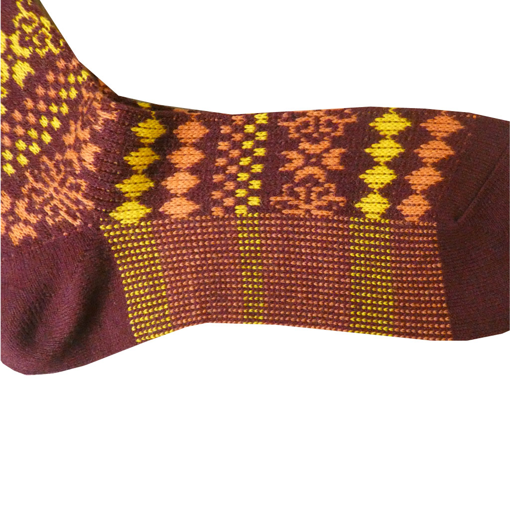 レノマ パリス(renoma PARIS) ソックス 靴下 トナカイ 赤茶×黄×オレンジ　R08  25～27cm