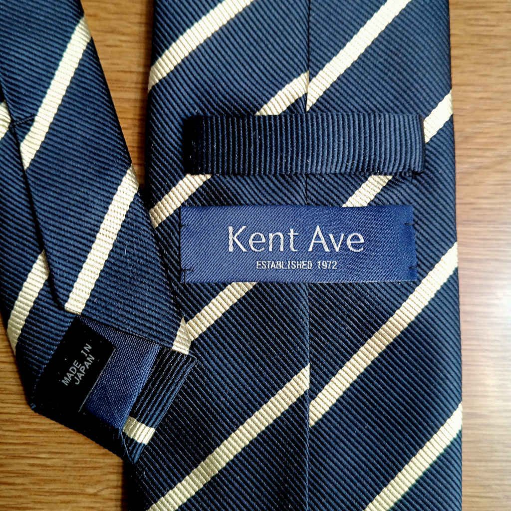 ケントアベニュー(Kent Ave) レジメンタルタイ ネクタイ メンズ ビジネス おしゃれ ギフト 人気 シルク100％ イエロー×ネイビー ktr1