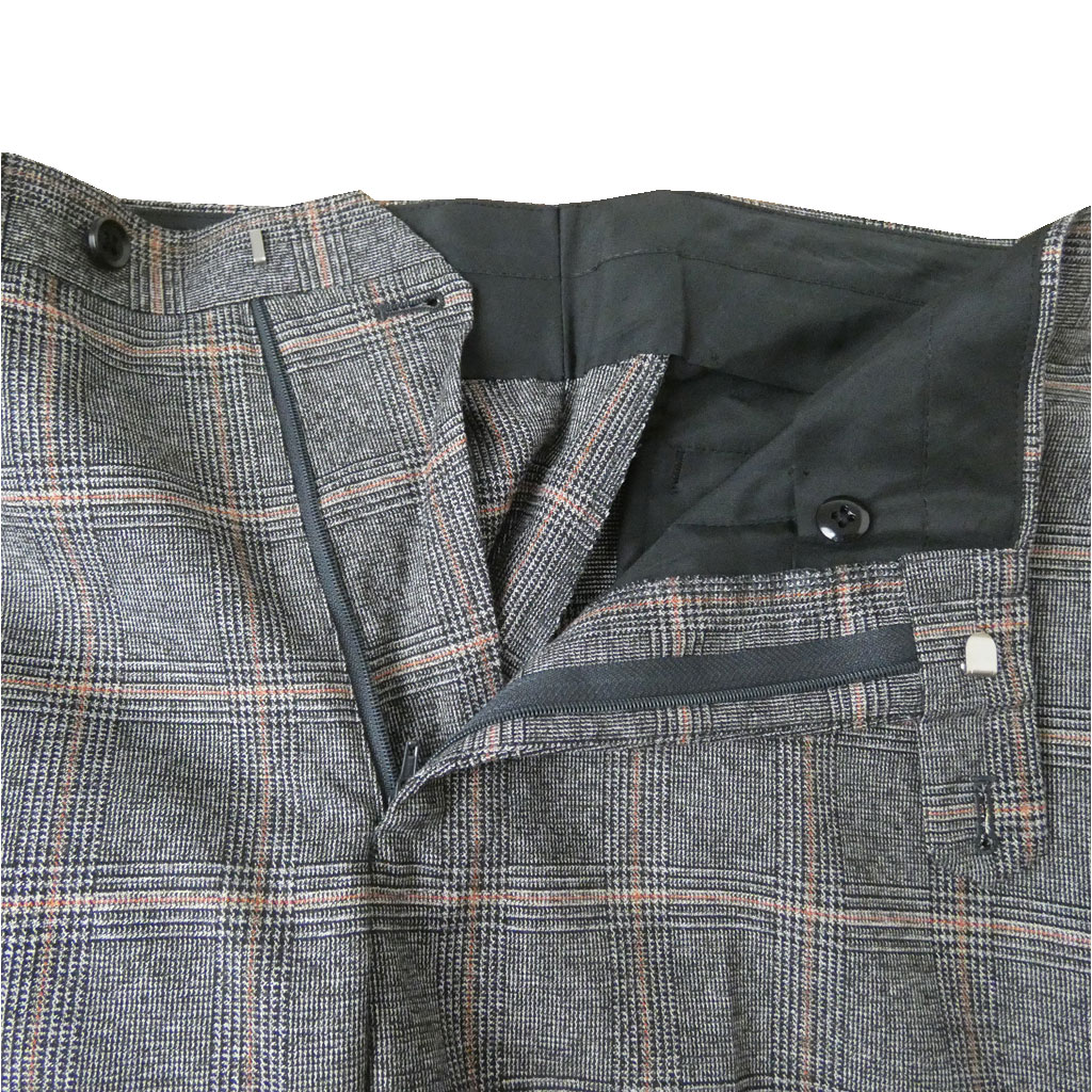 スラックス メンズ 秋冬 ノータック パンツ ハイバセロン (HAI-VASERON) グレンチェック オレンジ オーバーペン チャコールグレー  9203 82cm 85cm