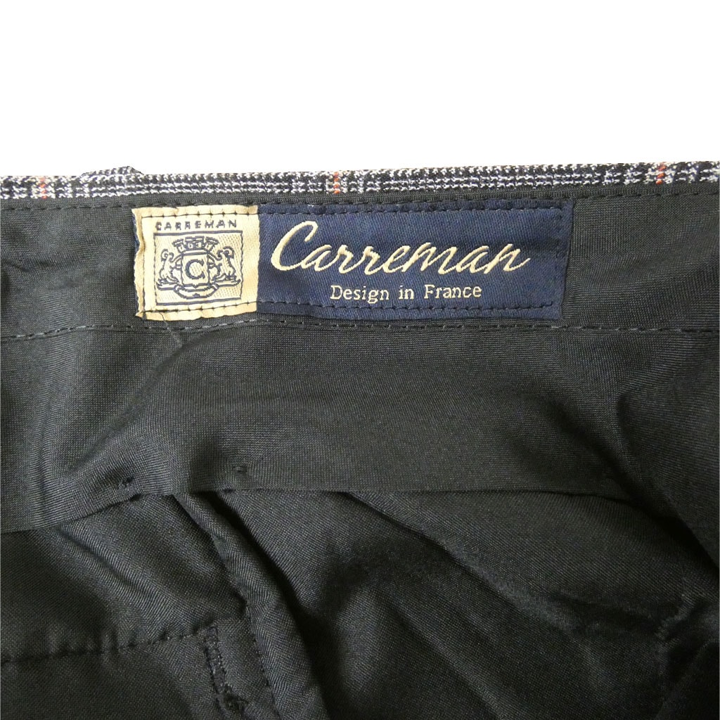 スラックス メンズ 秋冬 ノータック パンツ ハイバセロン (HAI-VASERON) グレンチェック オレンジ オーバーペン チャコールグレー  9203 82cm 85cm