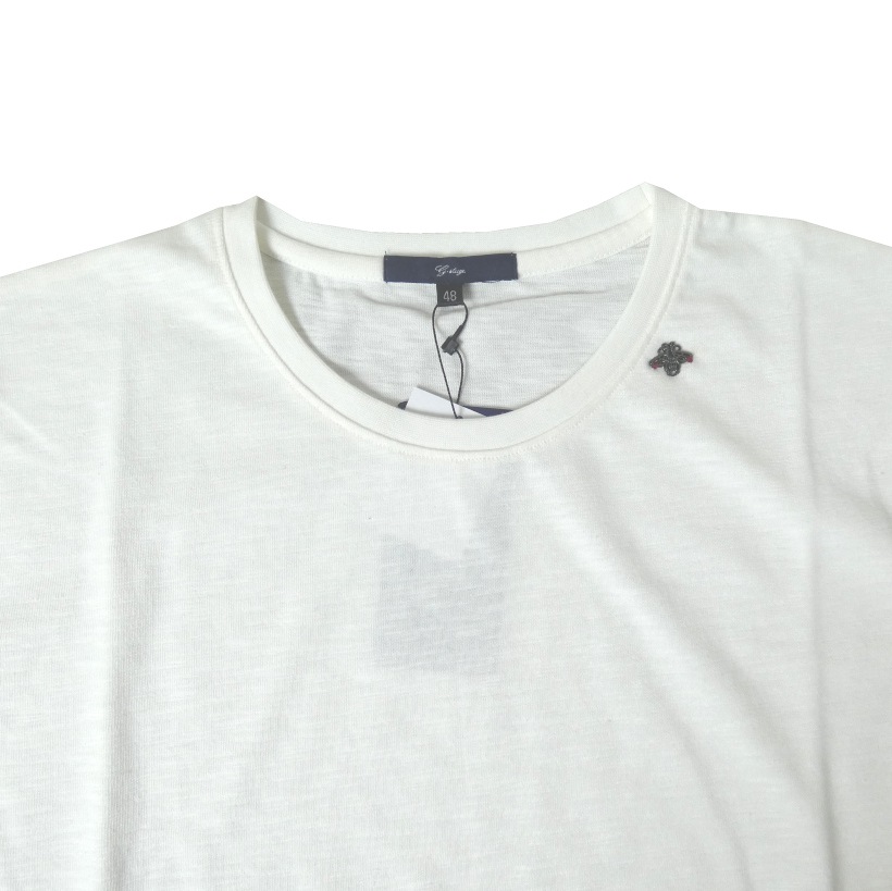 G-stageスラブ プレーディング ロングスリーブ Tシャツ クルーネック ホワイト 白無地 2001  　L（48）XL（50）