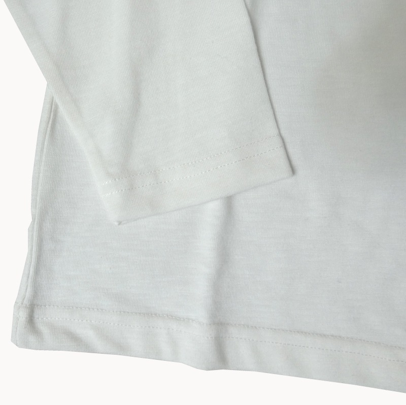G-stageスラブ プレーディング ロングスリーブ Tシャツ クルーネック ホワイト 白無地 2001  　L（48）XL（50）