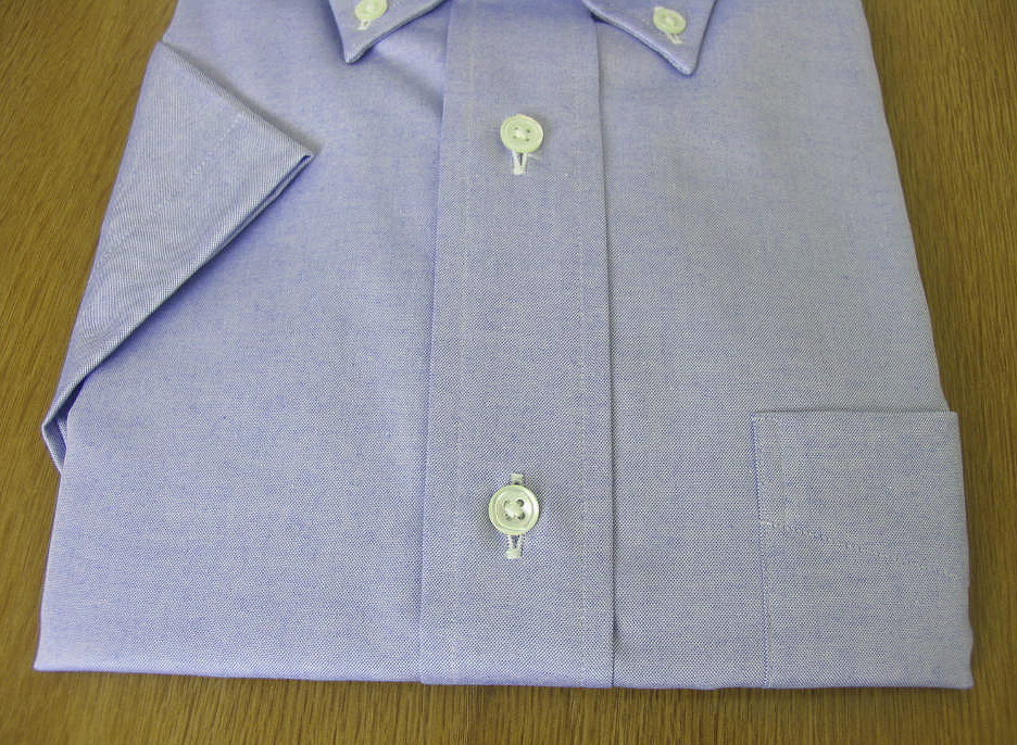 【形態安定】J.PRESS(ジェイプレス) ボタンダウンシャツ メンズ 半袖 ワイシャツ ブルー ピンオックス S 