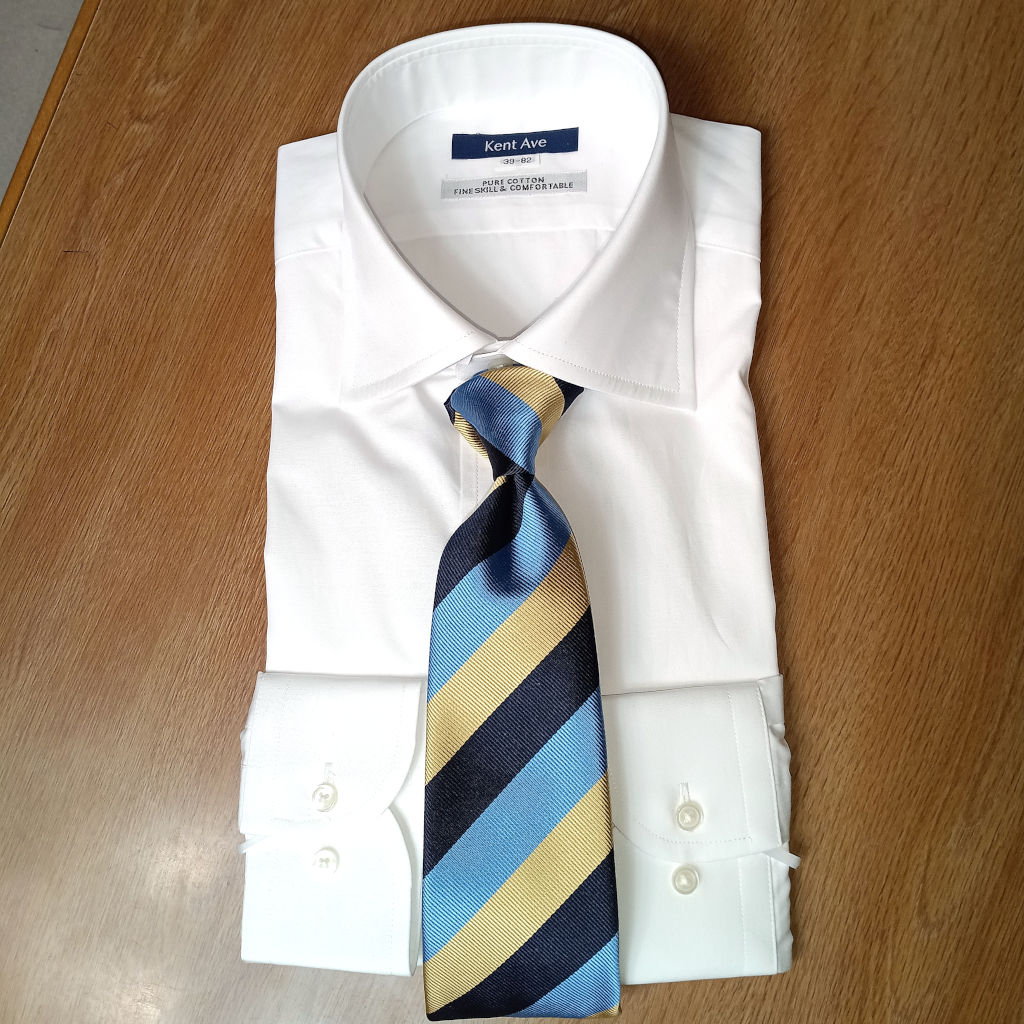 ケントアベニュー(Kent Ave) レジメンタルタイ ネクタイ メンズ ビジネス おしゃれ ギフト 人気 シルク100％ イエロー×ネイビー×サックスブルー kt3r1