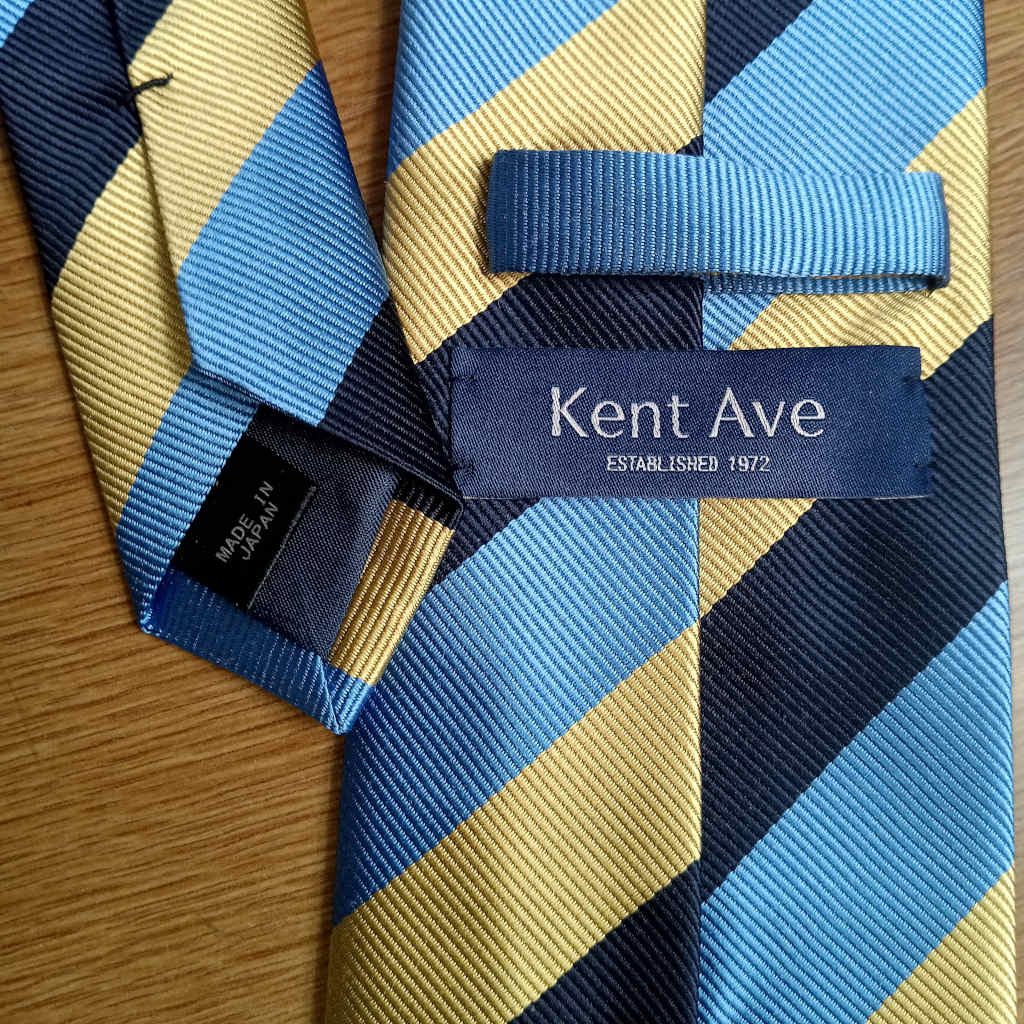 ケントアベニュー(Kent Ave) レジメンタルタイ ネクタイ メンズ ビジネス おしゃれ ギフト 人気 シルク100％ イエロー×ネイビー×サックスブルー kt3r1