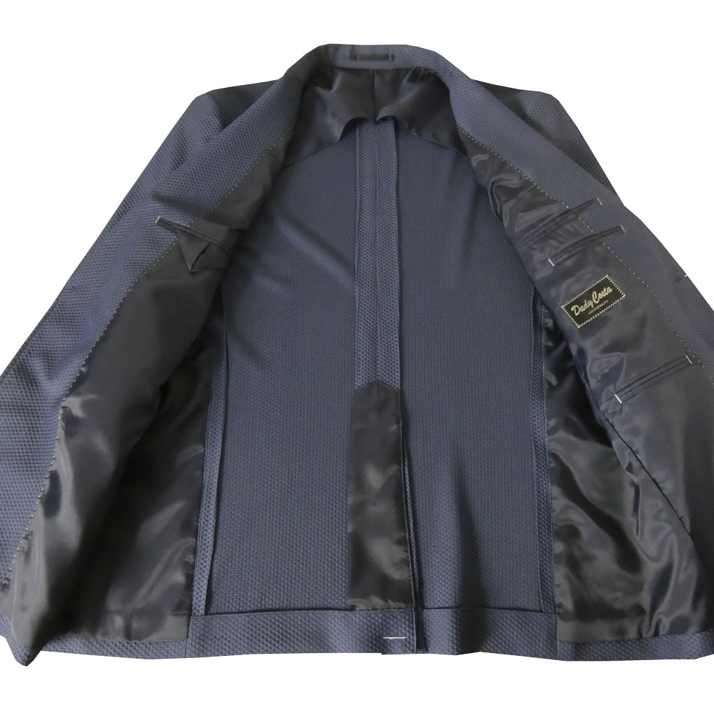 【お取り寄せ商品】 ダディコスタ(Dady Costa) 春夏 2つボタン ハニカム織 ニットジャケット メンズ ブルー系 3214   AB4 AB5 AB6 AB7