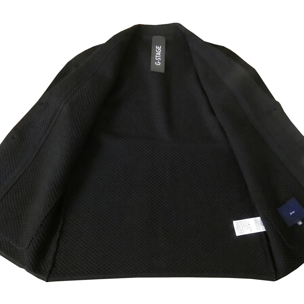 ジーステージ(G-stage)  秋冬春 ブリスターニットジャケット メンズ 2つボタン ブラック 0011 M（46）