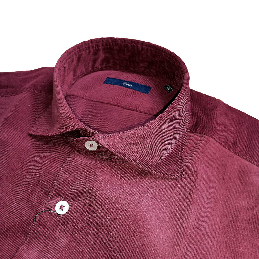 ジーステージ(G-stage) コーデュロイ カッタウェイ 長袖 シャツ 赤 ワインレッド  レッド 0213  46(M)  50(XL)