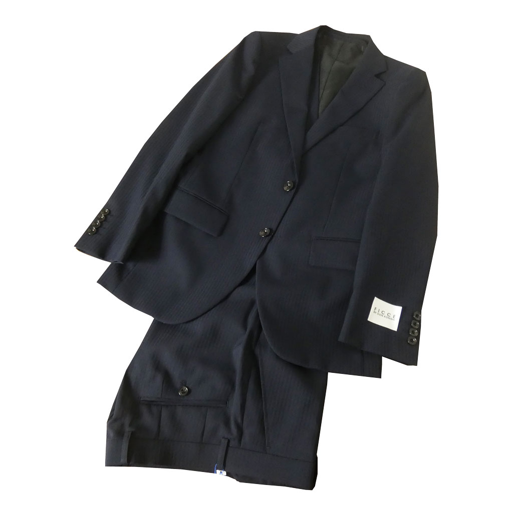 【お取り寄せ商品】FICCE（フィッチェ）春夏秋 スリーピース スーツ ネイビー シャドーヘリンボーン 0888　Y3 Y4 Y5 Y6 Y7 A4 A5 A6 A7 A8 AB4 AB5 AB6 AB7 AB8 BB5 BB6 BB7 BB8