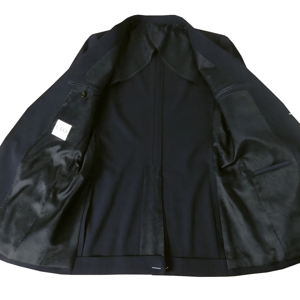 【お取り寄せ商品】FICCE（フィッチェ）春夏秋 スリーピース スーツ ネイビー シャドーヘリンボーン 0888　Y3 Y4 Y5 Y6 Y7 A4 A5 A6 A7 A8 AB4 AB5 AB6 AB7 AB8 BB5 BB6 BB7 BB8