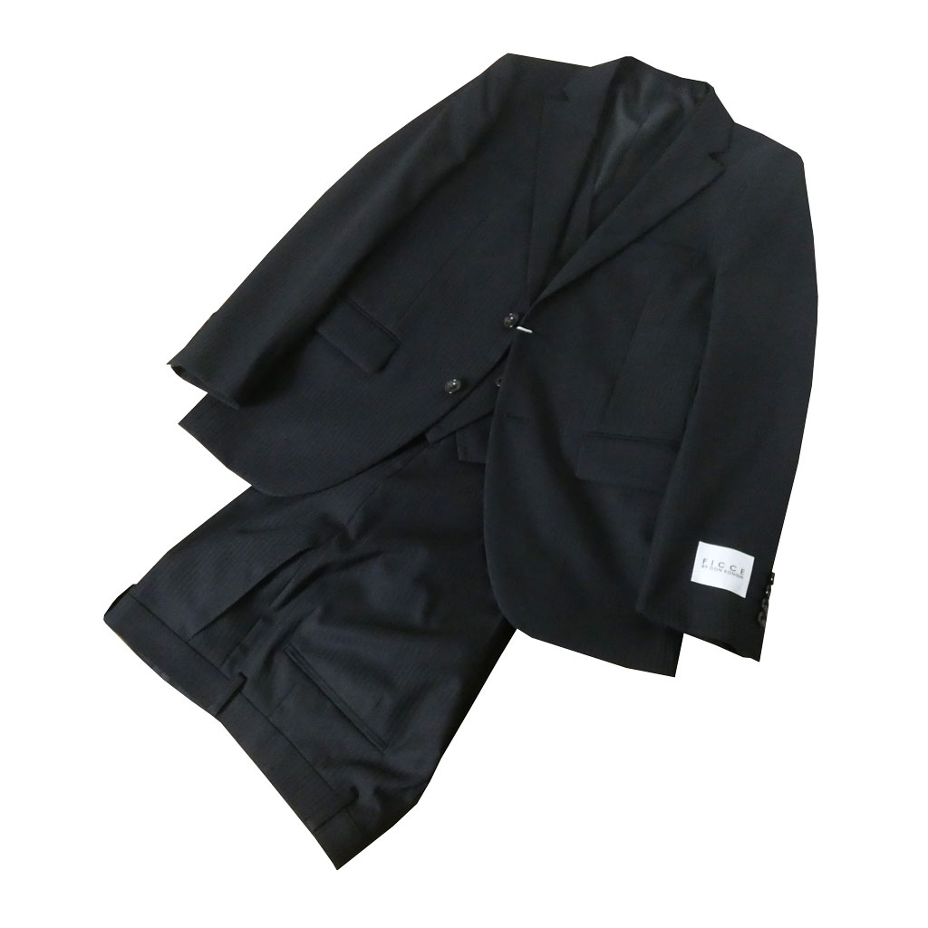 【お取り寄せ商品】FICCE（フィッチェ）春夏秋 スリーピース スーツ ブラック シャドーヘリンボーン 0809　Y3 Y4 Y5 Y6 Y7 Y8 A4 A5 A6 A7 A8 AB4 AB5 AB6 AB7 AB8 BB5 BB6 BB7 BB8