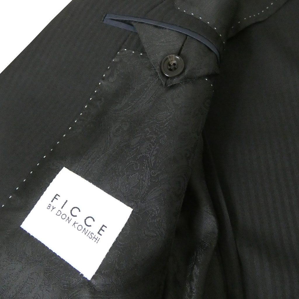 【お取り寄せ商品】FICCE（フィッチェ）春夏秋 スリーピース スーツ ブラック シャドーヘリンボーン 0809　Y3 Y4 Y5 Y6 Y7 Y8 A4 A5 A6 A7 A8 AB4 AB5 AB6 AB7 AB8 BB5 BB6 BB7 BB8