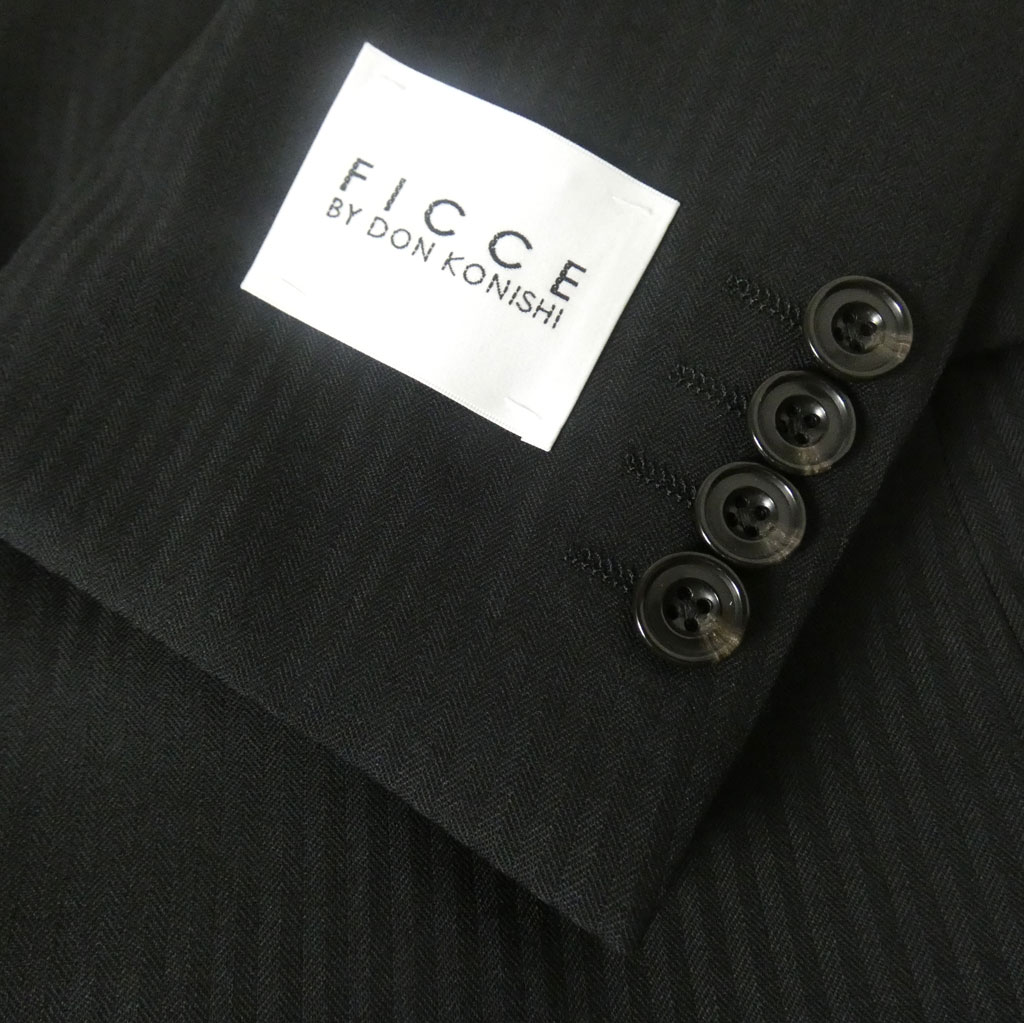 【お取り寄せ商品】FICCE（フィッチェ）春夏秋 スリーピース スーツ ブラック シャドーヘリンボーン 0809　Y3 Y4 Y5 Y6 Y7 Y8 A4 A5 A6 A7 A8 AB4 AB5 AB6 AB7 AB8 BB5 BB6 BB7 BB8