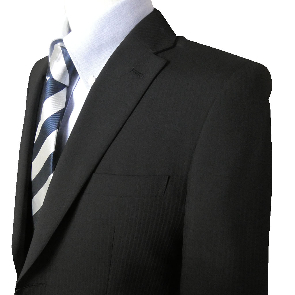 スーツ メンズ 春夏秋 シングルスーツ 2つボタン グレイエリア(GRAY AREA) COOL MAX生地 ビジネススーツ シャドーストライプ ブラック 黒 5609 A4 AB4