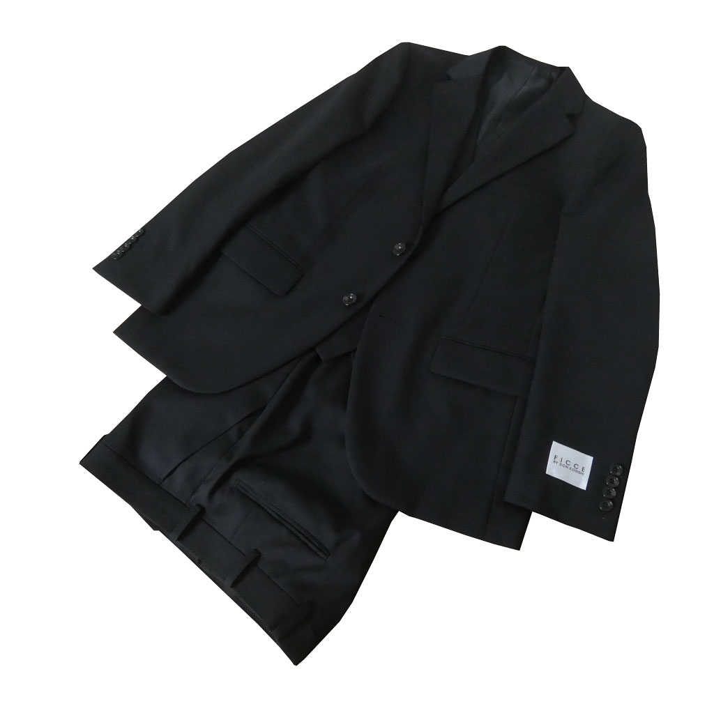 【お取り寄せ商品】FICCE（フィッチェ）春夏秋 スリーピース スーツ ブラック 黒無地 0709　Y3 Y4 Y5 Y6 Y7 Y8 A4 A5 A6 A7 A8 AB4 AB5 AB6 AB7 AB8 BB5 BB6 BB7 BB8