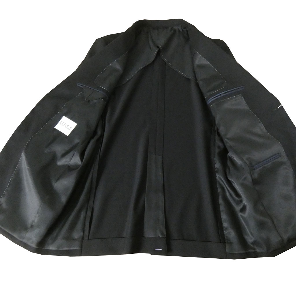 【お取り寄せ商品】FICCE（フィッチェ）春夏秋 スリーピース スーツ ブラック 黒無地 0709　Y3 Y4 Y5 Y6 Y7 Y8 A4 A5 A6 A7 A8 AB4 AB5 AB6 AB7 AB8 BB5 BB6 BB7 BB8