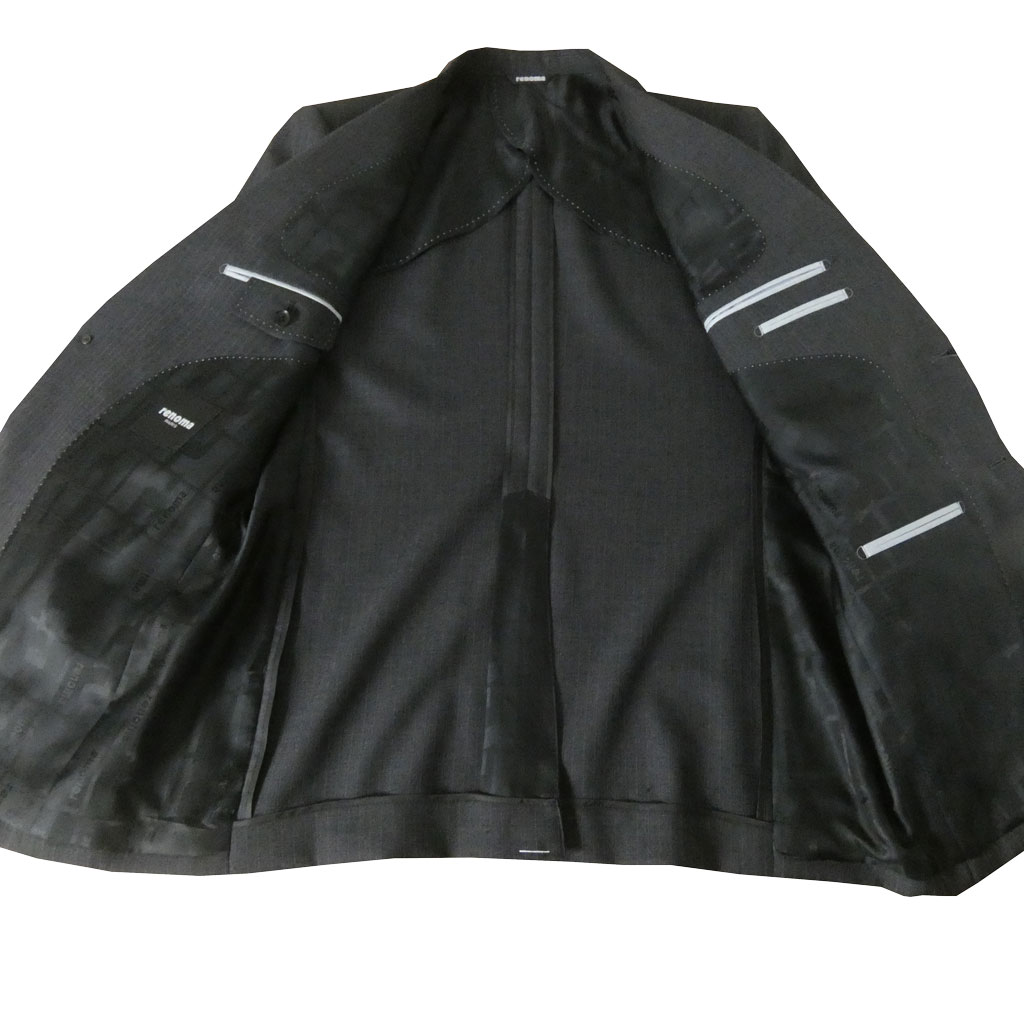 【お取り寄せ商品】renoma PARIS（レノマ パリス）春夏秋 スリーピース スーツ チャコールグレー ストライプ 3818　AB4 AB5 AB6 AB7