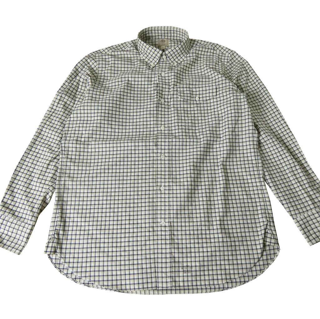 ジェイプレス (J.PRESS) ボタンダウンシャツ メンズ長袖シャツ ベージュ系 ミニチェック  2340 （L 衿41cm-裄丈85cm）