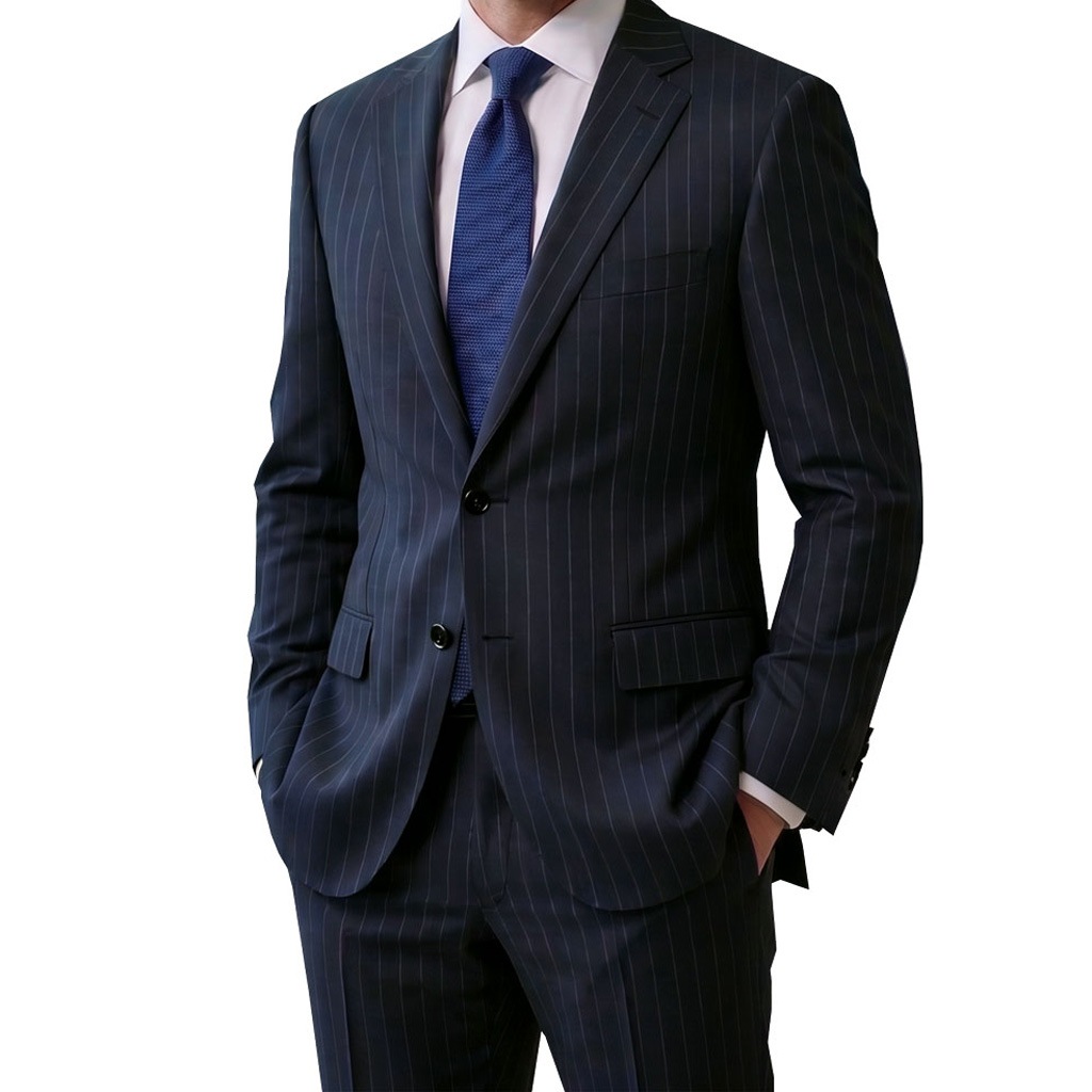【お取り寄せ商品】エルメネジルド ゼニア(Ermenegildo Zegna) スーツ 春夏秋 メンズ シングルスーツ 2つボタン ビジネススーツ ネイビー ストライプ 1413 　AB5 AB6