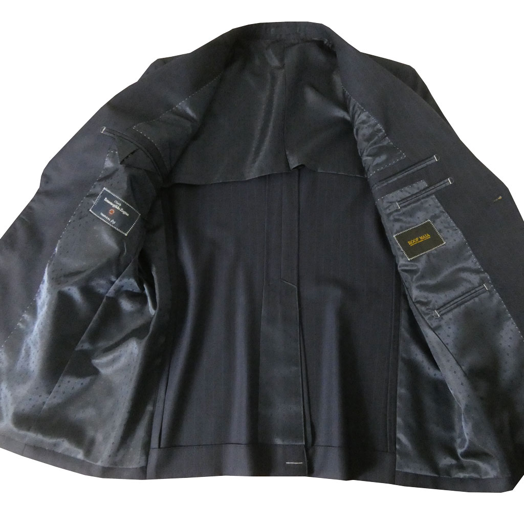 【お取り寄せ商品】エルメネジルド ゼニア(Ermenegildo Zegna) スーツ 春夏秋 メンズ シングルスーツ 2つボタン ビジネススーツ ネイビー ストライプ 1413 　AB5 AB6