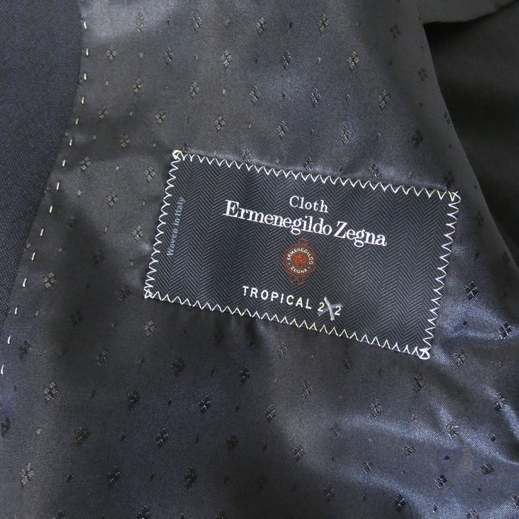 【お取り寄せ商品】エルメネジルド ゼニア(Ermenegildo Zegna) スーツ 春夏秋 メンズ シングルスーツ 2つボタン ビジネススーツ ネイビー ストライプ 1413 　AB5 AB6