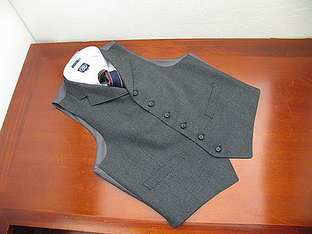 Theo Dore(セオドール) オッドベスト ジレ メンズ 秋冬春 ウール100％ グレンチェック チャコールグレー  A4