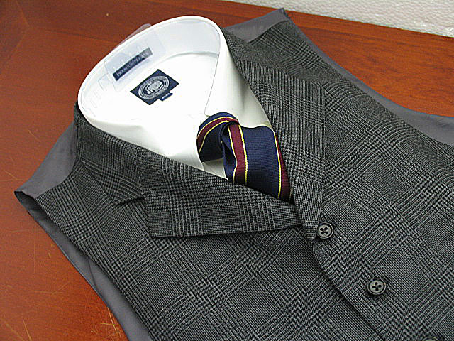 Theo Dore(セオドール) オッドベスト ジレ メンズ 秋冬春 ウール100％ グレンチェック チャコールグレー  A4