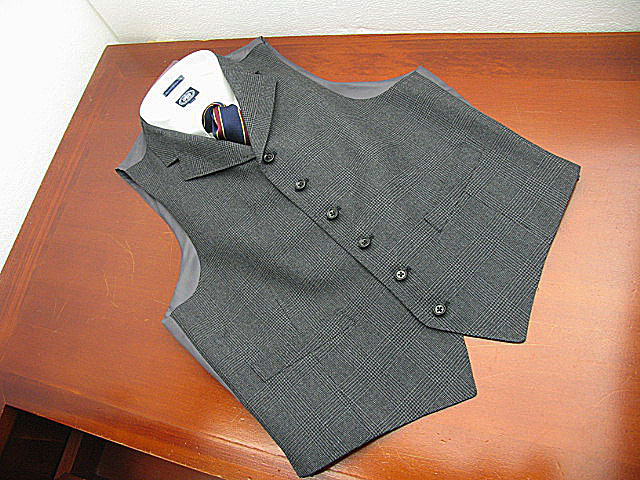 Theo Dore(セオドール) オッドベスト ジレ メンズ 秋冬春 ウール100％ グレンチェック チャコールグレー  A4