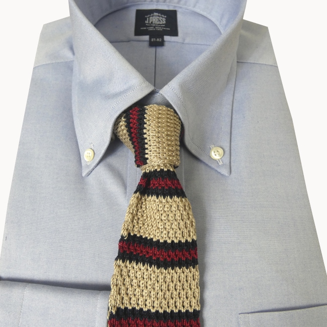 ニットタイ メンズ カジュアル ギフト 人気 おしゃれ トラペゾイドコレクション(Trapezoid collection) ボーダー シルク ベージュ×ネイビー×レッド T10