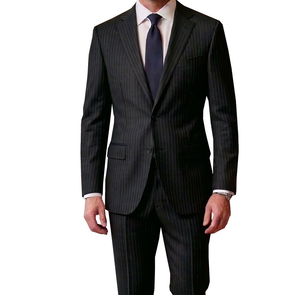 【お取り寄せ商品】エルメネジルド ゼニア(Ermenegildo Zegna) スーツ 春夏秋 メンズ シングルスーツ 2つボタン ビジネススーツ ブラック ストライプ 1203 　A5 A6 A7