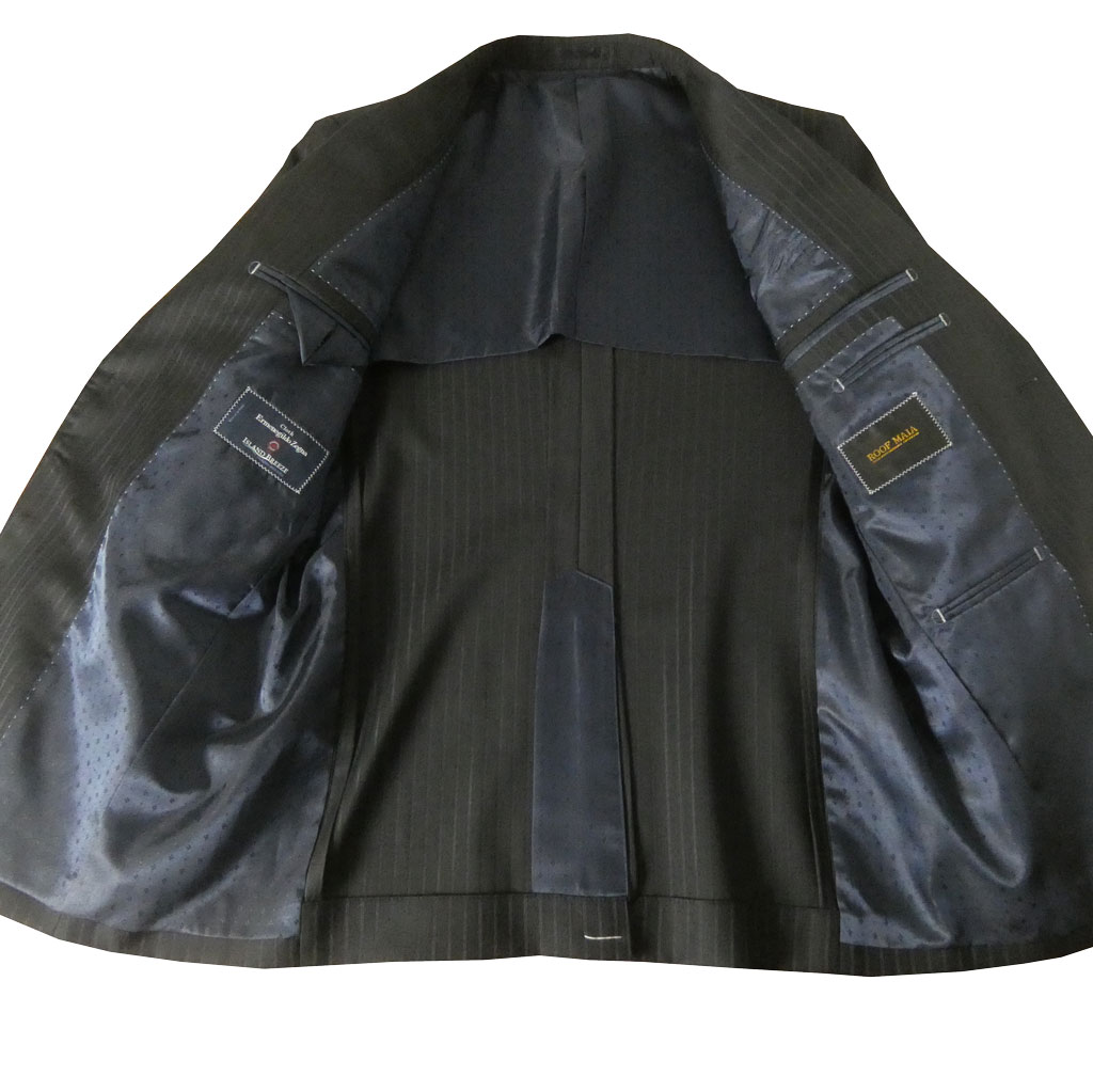 【お取り寄せ商品】エルメネジルド ゼニア(Ermenegildo Zegna) スーツ 春夏秋 メンズ シングルスーツ 2つボタン ビジネススーツ ブラック ストライプ 1203 　A5 A6 A7