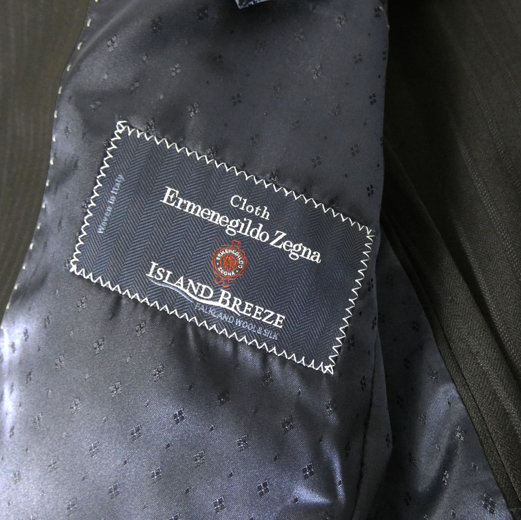 【お取り寄せ商品】エルメネジルド ゼニア(Ermenegildo Zegna) スーツ 春夏秋 メンズ シングルスーツ 2つボタン ビジネススーツ ブラック ストライプ 1203 　A5 A6 A7