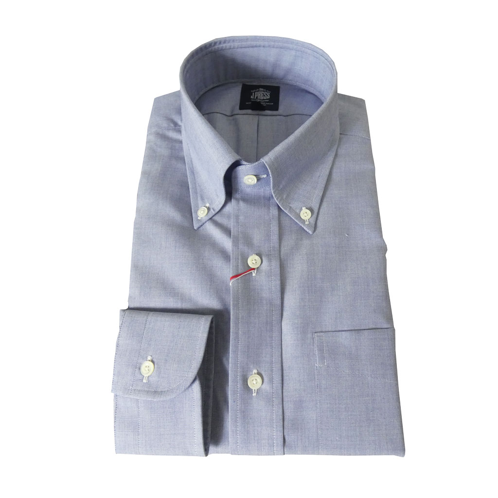 【形態安定】ジェイプレス (J.PRESS) ボタンダウンシャツ メンズ長袖シャツ 紺系 ネイビー系 エンドオンエンド  2075 （衿39cm-裄丈84cm）（衿41cm-裄丈85cm）